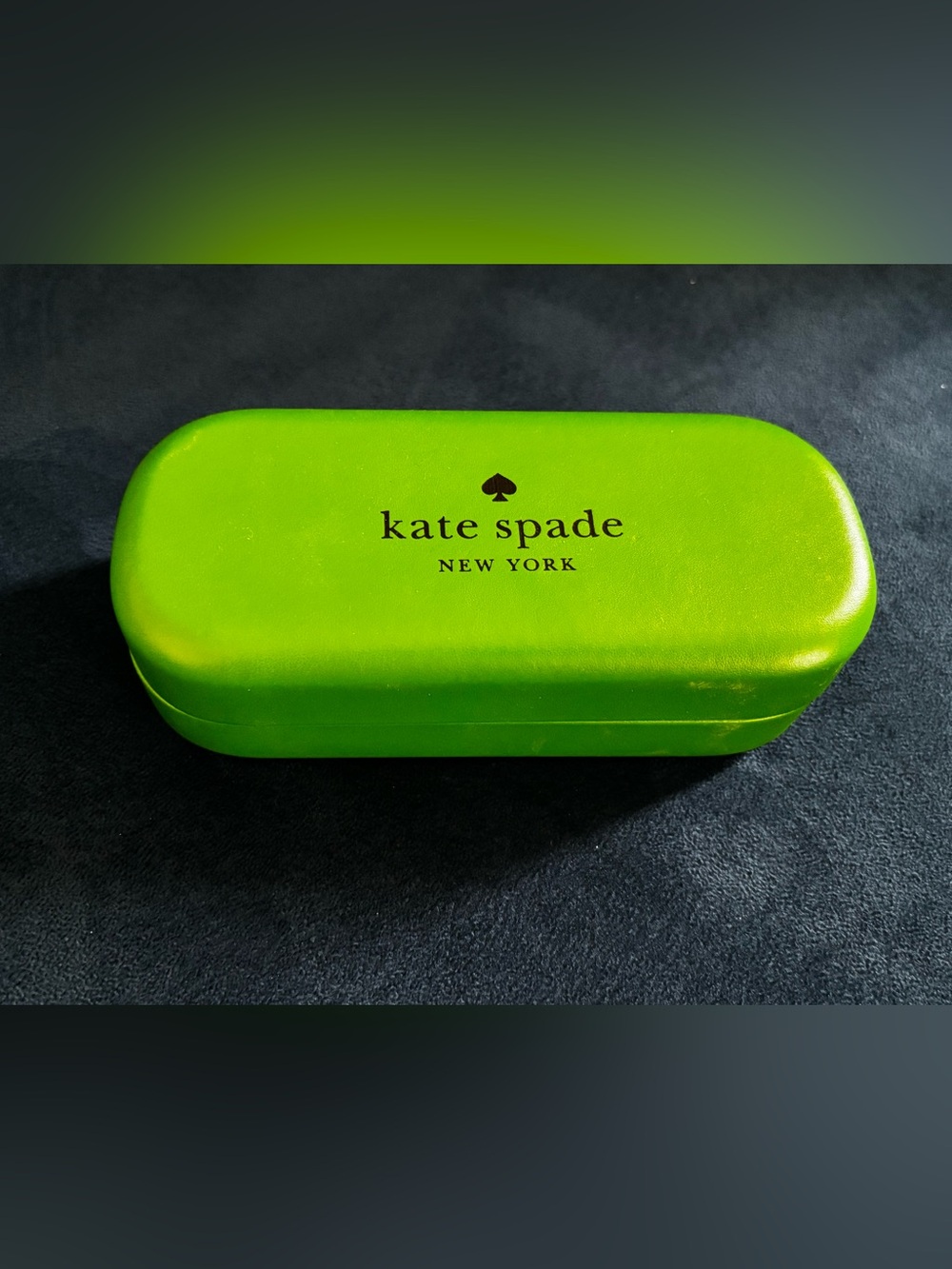 Kate Spade New York hard shell clamshell glasses case bright green